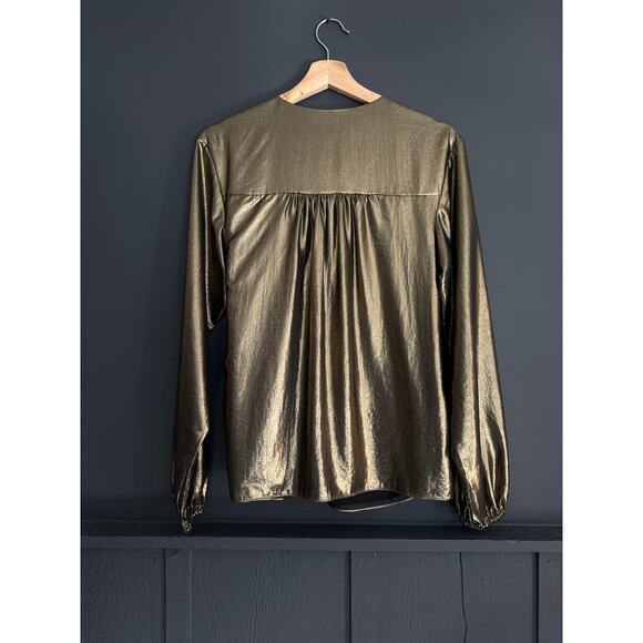 Ramy Brook Alijah Metallic Tie Front Blouse Size XS - Picture 7 of 10